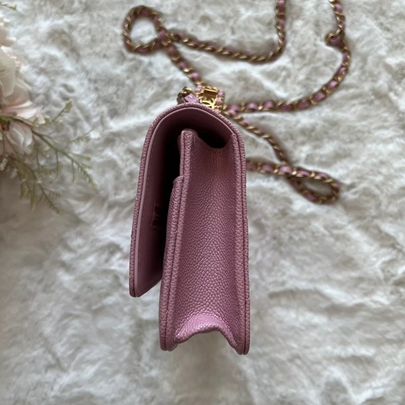 22S CHANEL Pick Me Up 💗 WOC Wallet On Chain Pink Caviar Bag Gold Top Handle - Picture 4 of 9